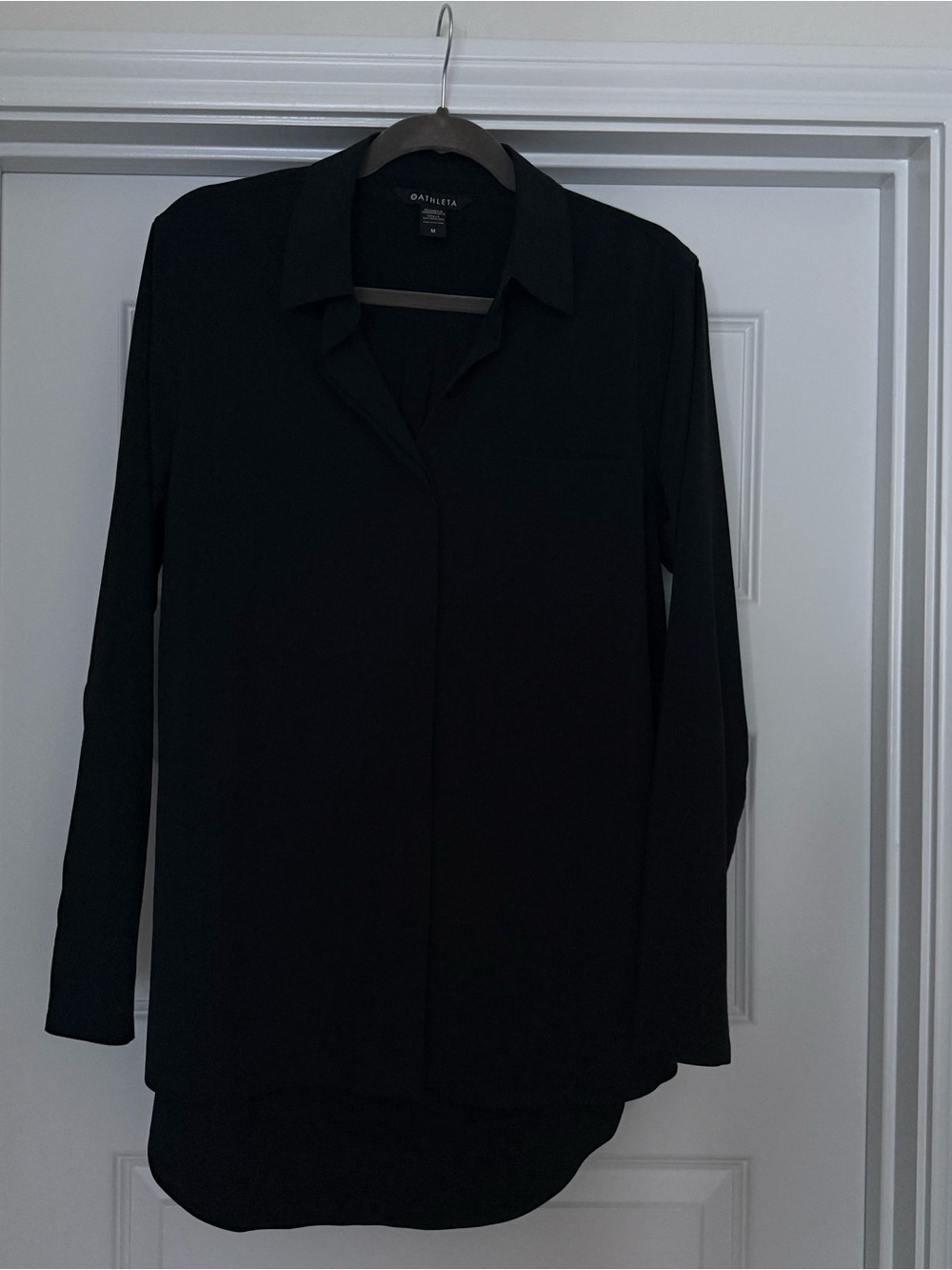Athleta Black Long Sleeve Button-Down Shirt, Size M